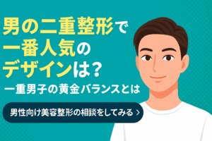 「男の二重整形で人気のデザインと自然な二重幅の黄金バランスを解説する記事のアイキャッチ画像」