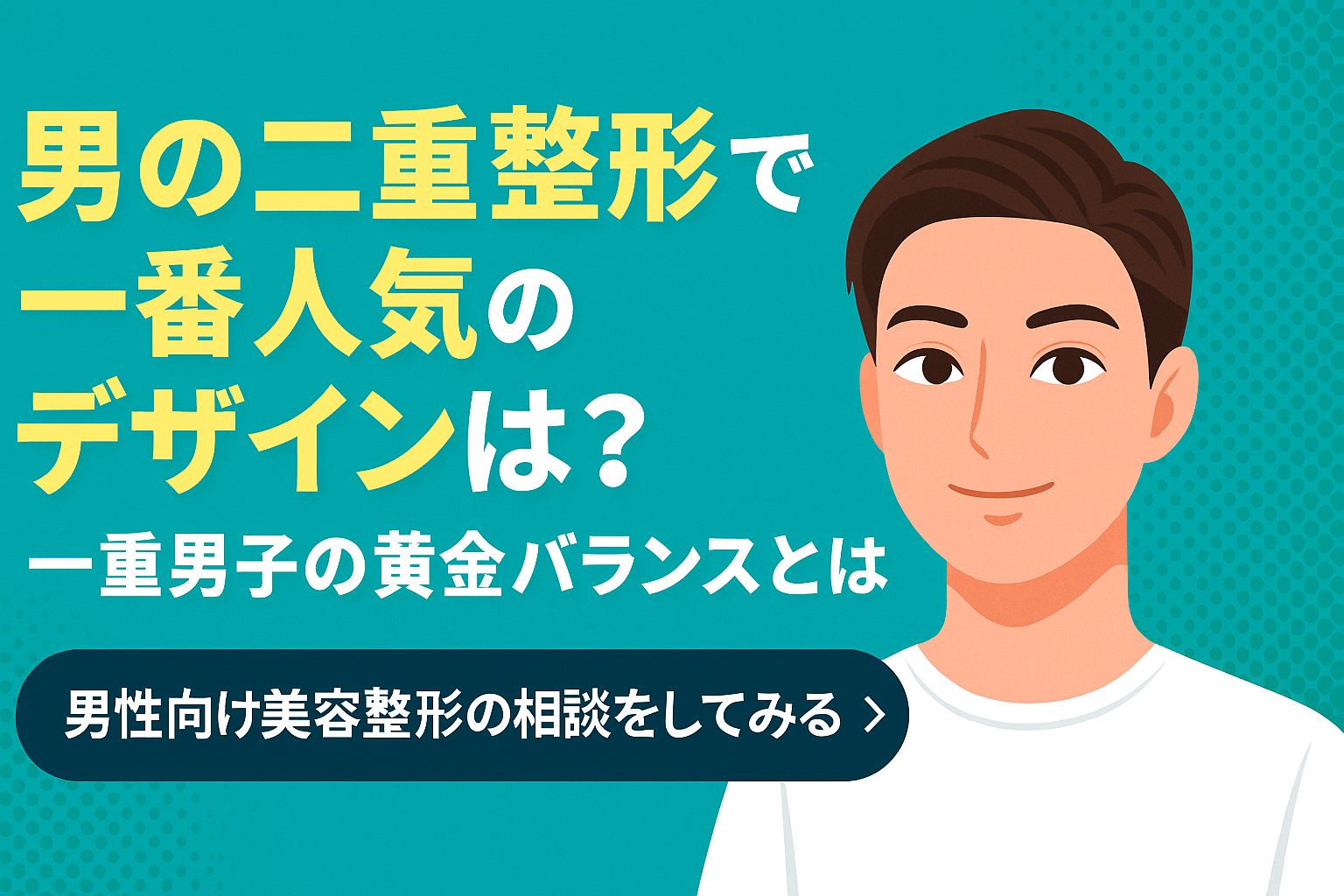 「男の二重整形で人気のデザインと自然な二重幅の黄金バランスを解説する記事のアイキャッチ画像」