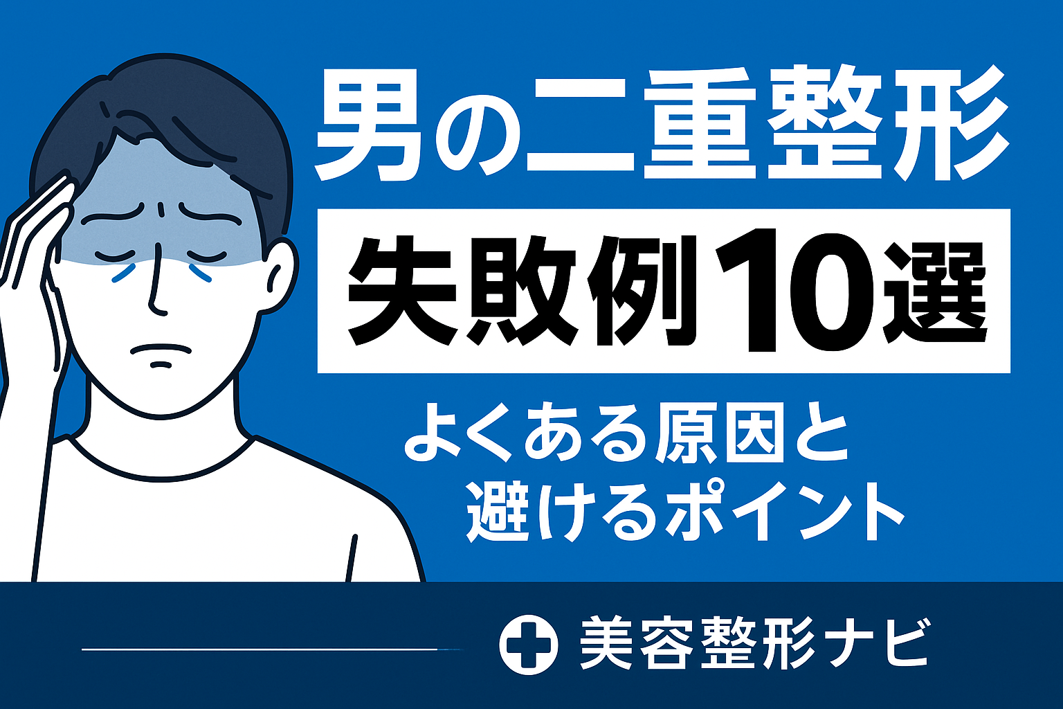「男性の二重整形の失敗例10選と原因・避けるポイントを解説する記事のアイキャッチ画像」