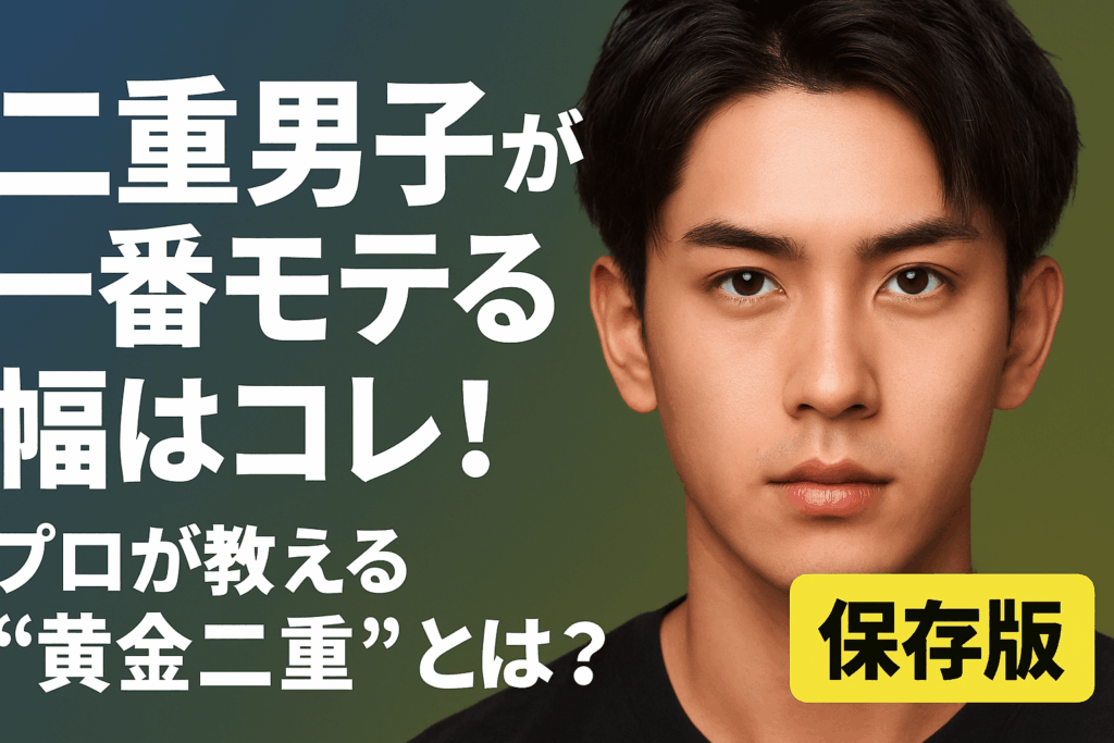 二重男子が一番モテる幅・黄金二重を解説する男性向け美容整形ガイドのアイキャッチ画像