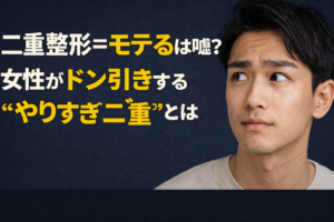 二重整形でモテるは嘘？やりすぎ二重に女性がドン引きしているイメージの男性の顔写真